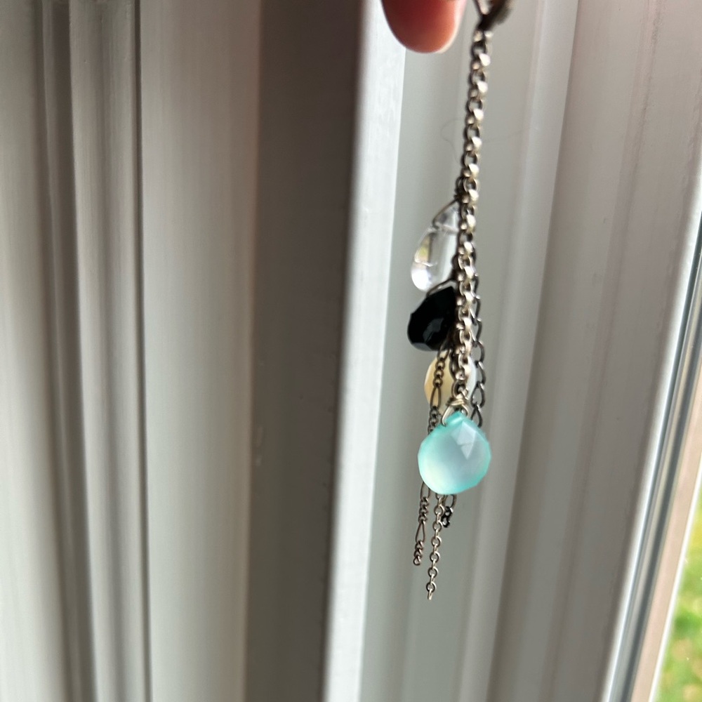 Blue and black gem stone earrings